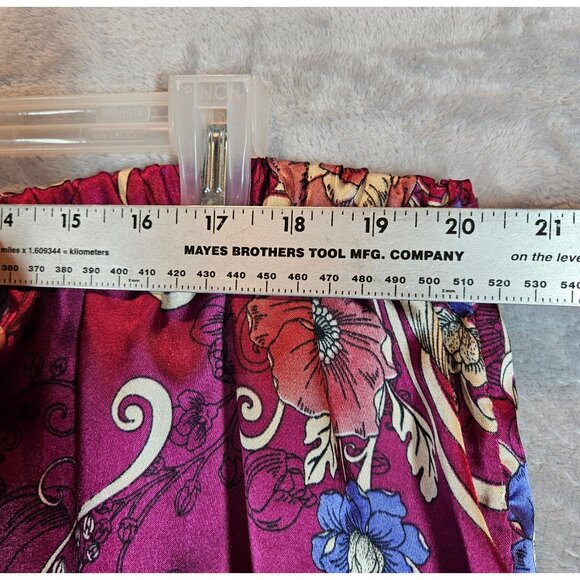 Amoureuse 2-Piece Satin Pajama Set 3X Floral Button Shirt Elastic Waist Pants - Picture 12 of 15